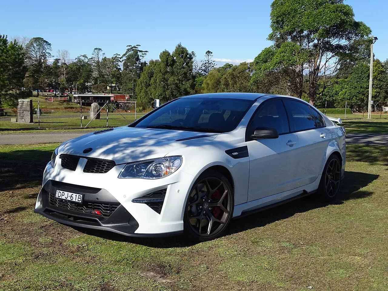 White HSV GTSR (Gen-F2) sedan, front three-quarter view