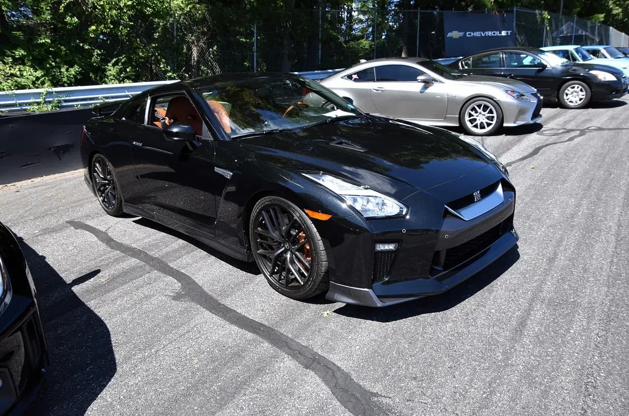 Black 2017 Nissan GT-R (R35), front three-quarter view